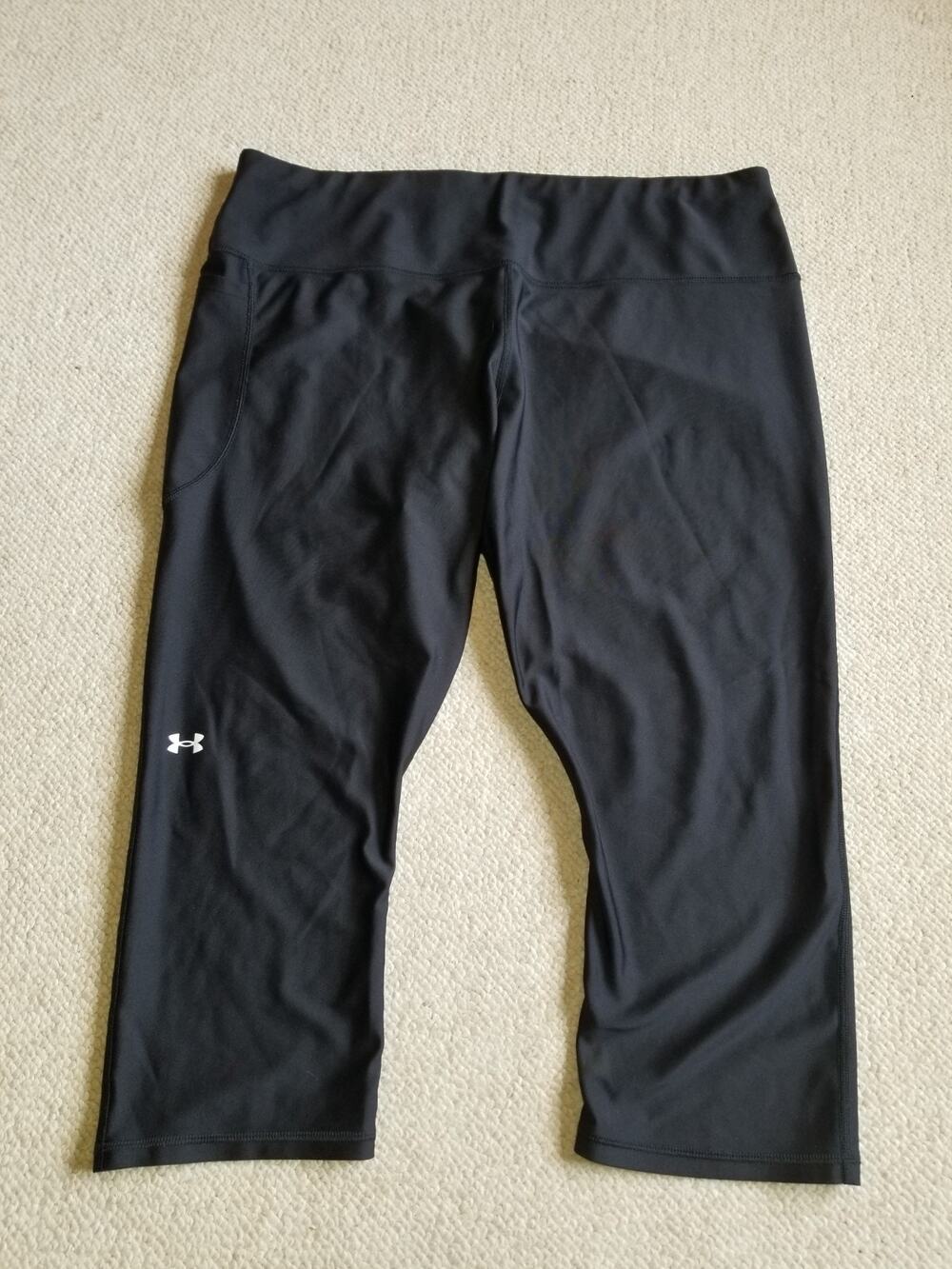 Womens Pants-UNDER ARMOUR-black performance cropped "Compression; Heatgear"-3X